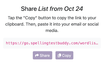 Share an online spelling test