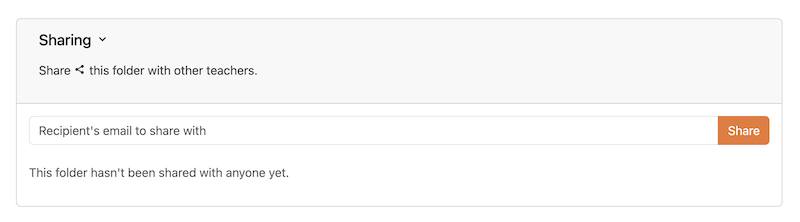 Sharing a Folder - section when expanded