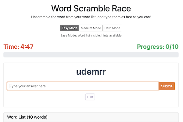 Word Scramble Race